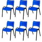 Cadeira Iso Base Preto Escola, Escritório Azul Kit 6 Un