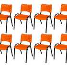 Cadeira Iso Base Preto Escola, Escritório Laranja Kit 11 Un