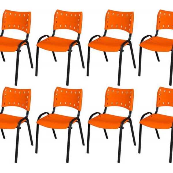 Cadeira Iso Base Preto Escola, Escritório Laranja Kit 11 Un