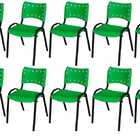 Cadeira Iso Base Preto Escola, Escritório Verde- Kit 10 Un