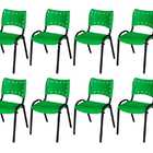Cadeira Iso Base Preto Escola, Escritório Verde Kit 8 Un