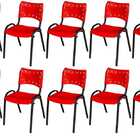 Cadeira Iso Base Preto Escola, Escritório Vermelho Kit 10 Un
