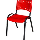 Cadeira Iso Base Preto Escola, Escritório Vermelho Kit 9 Un