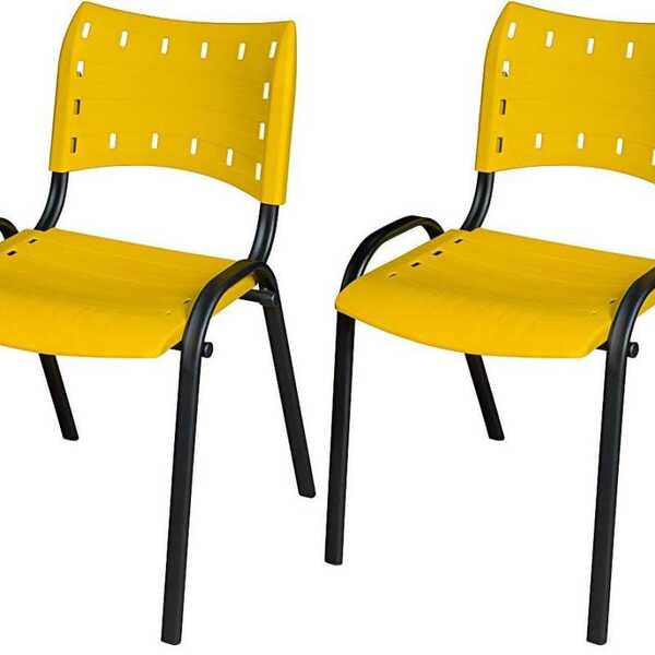 Cadeira Iso Base Preto Igreja, Escola, Escritório - Amarelo -