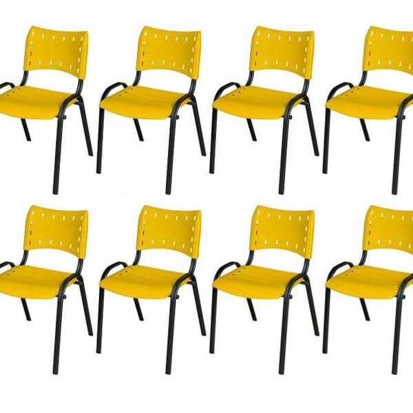 Cadeira Iso Base Preto Igreja, Escola, Escritório - Amarelo K