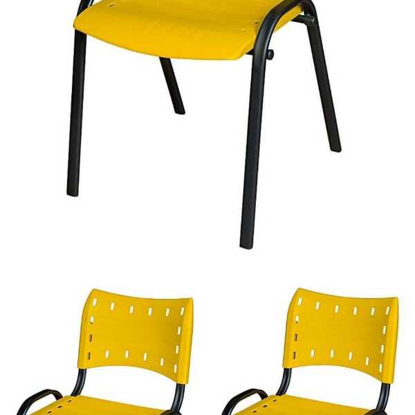 Cadeira Iso Base Preto Igreja, Escola, Escritório - Amarelo K