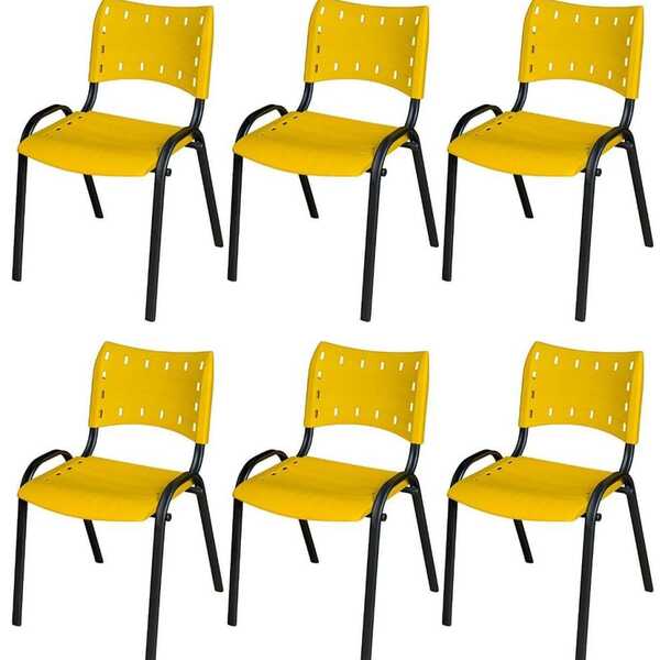 Cadeira Iso Base Preto Igreja, Escola, Escritório - Amarelo K