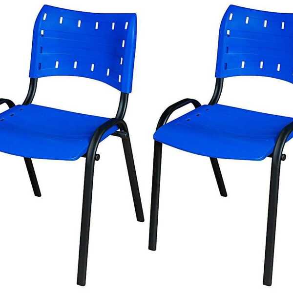 Cadeira Iso Base Preto Igreja, Escola, Escritório - Azul Kit