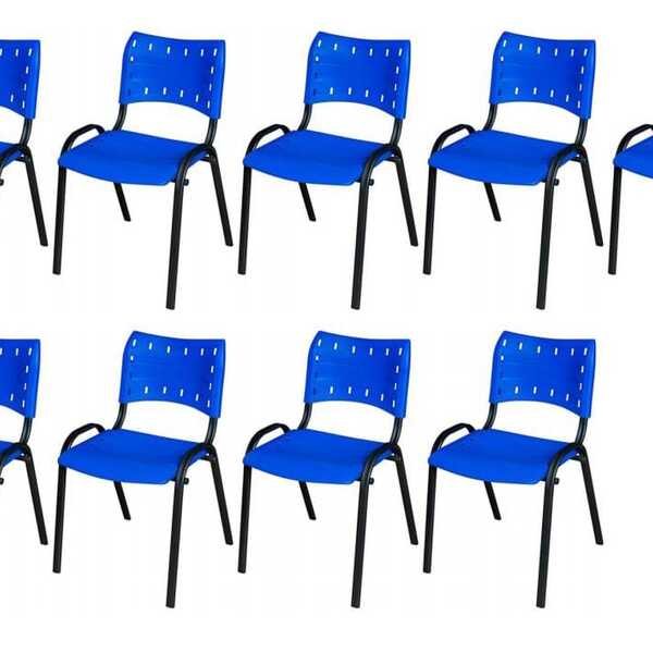 Cadeira Iso Base Preto Igreja, Escola, Escritório - Azul Kit