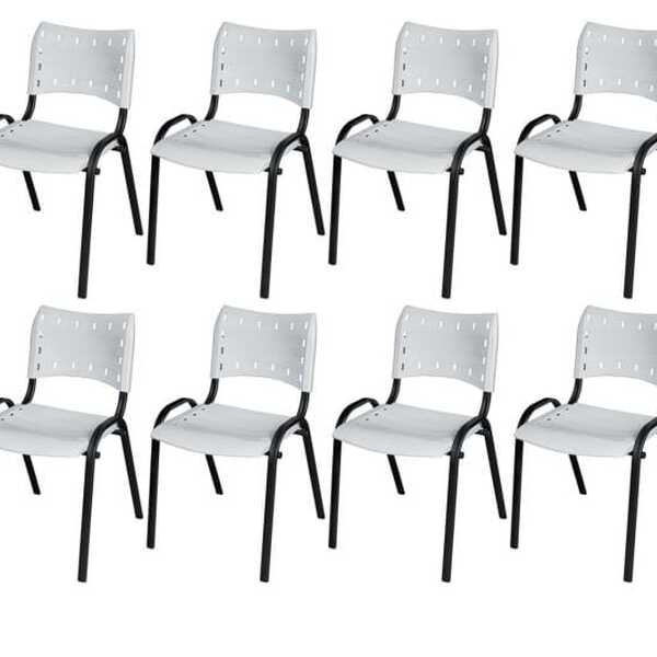 Cadeira Iso Base Preto Igreja, Escola, Escritório - Branco Ki