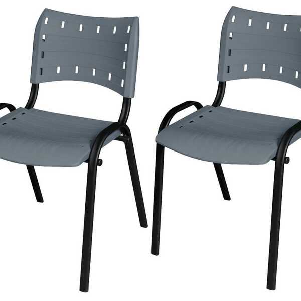 Cadeira Iso Base Preto Igreja, Escola, Escritório - Cinza - K