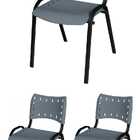 Cadeira Iso Base Preto Igreja, Escola, Escritório - Cinza Kit
