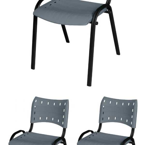 Cadeira Iso Base Preto Igreja, Escola, Escritório - Cinza Kit