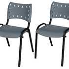 Cadeira Iso Base Preto Igreja, Escola, Escritório - Cinza Kit
