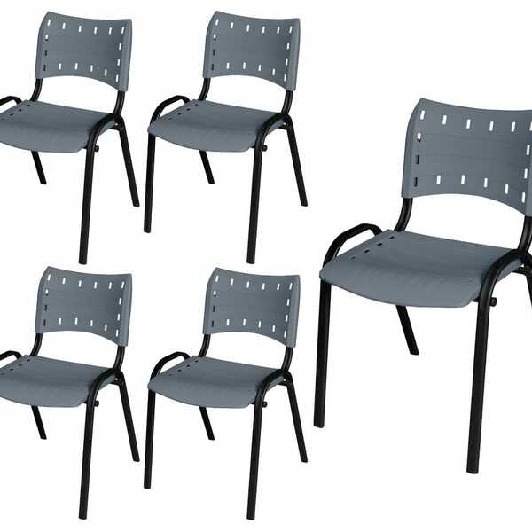 Cadeira Iso Base Preto Igreja, Escola, Escritório - Cinza Kit