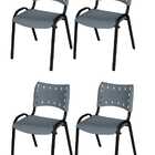 Cadeira Iso Base Preto Igreja, Escola, Escritório - Cinza Kit