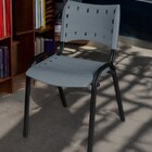 Cadeira Iso Base Preto Igreja, Escola, Escritório - Cinza Kit