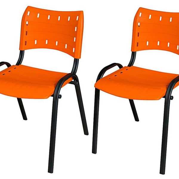 Cadeira Iso Base Preto Igreja, Escola, Escritório - Laranja K