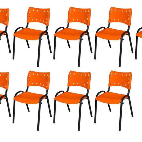 Cadeira Iso Base Preto Igreja, Escola, Escritório - Laranja K
