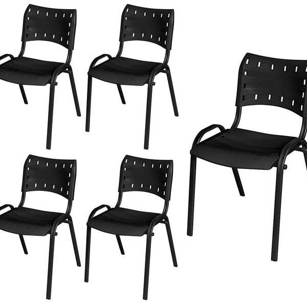 Cadeira Iso Base Preto Igreja, Escola, Escritório - Preto  Ki