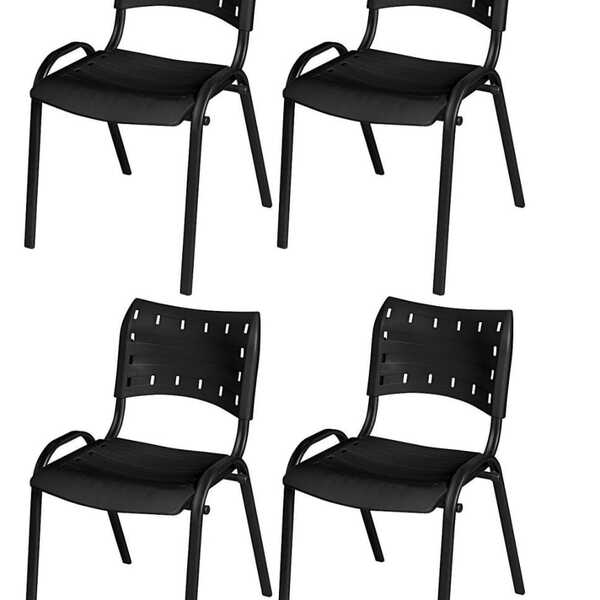 Cadeira Iso Base Preto Igreja, Escola, Escritório - Preto - K