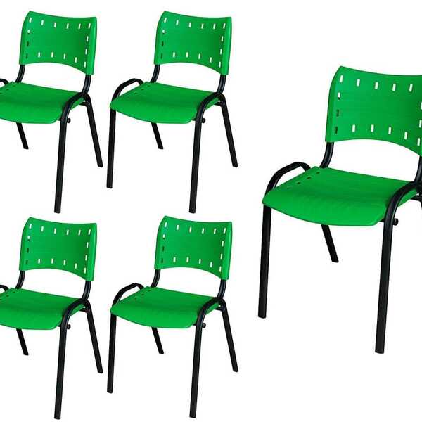 Cadeira Iso Base Preto Igreja, Escola, Escritório - Verde - K