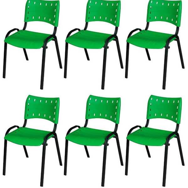 Cadeira Iso Base Preto Igreja, Escola, Escritório - Verde - K