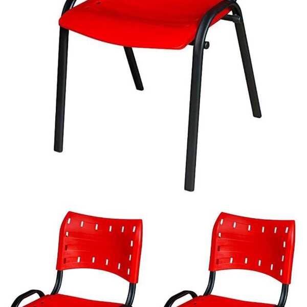 Cadeira Iso Base Preto Igreja, Escola, Escritório - Vermelho
