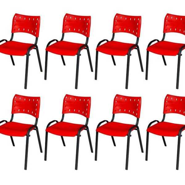 Cadeira Iso Base Preto Igreja, Escola, Escritório - Vermelho