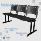 Cadeira Iso Pp Rp Longarina 3 Lugares Color - Azul