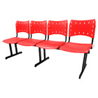 Cadeira Iso Pp Rp Longarina 4 Lugares Color - Vermelho