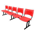 Cadeira Iso Pp Rp Longarina 5 Lugares Color - Vermelho