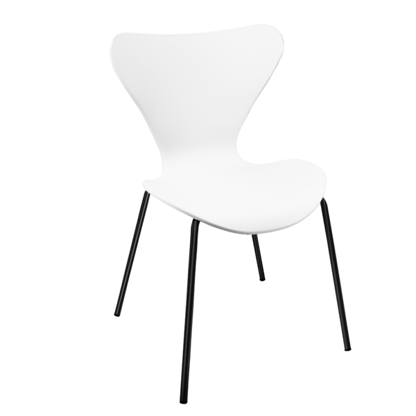 Cadeira Jacobsen Polipropileno Sala Jantar Base Preta - Branco