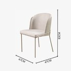 Cadeira Jantar Aurora Linho Pés Metal Bege/ Pérola