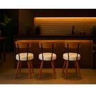 Cadeira Jantar Cozinha Estofada Off-white Com Encosto Madeira