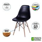 Cadeira Jantar Eames Eiffel Pés De Madeira Com Assento Preto