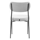 Cadeira Jantar Estofada Pé Metal Preto Lavy Boucle Cinza S08