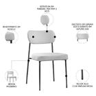 Cadeira Jantar Estofada Pé Metal Preto Lavy Boucle Cinza S08