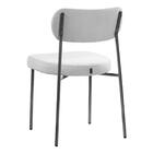 Cadeira Jantar Estofada Pé Metal Preto Lavy Boucle Cinza S08