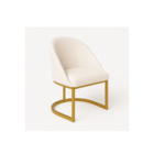 Cadeira Jantar Meia Lua Base Metal Gold Veludo Bege - Montana