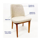 Cadeira Jantar Modelo Gold Tecido Linho Madeira Nobre Maciça