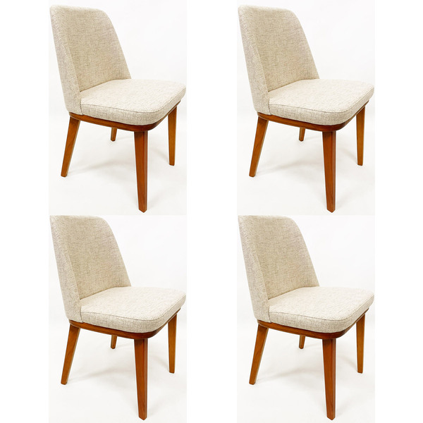 Cadeira Jantar Modelo Gold Tecido Linho Madeira Nobre Maciça