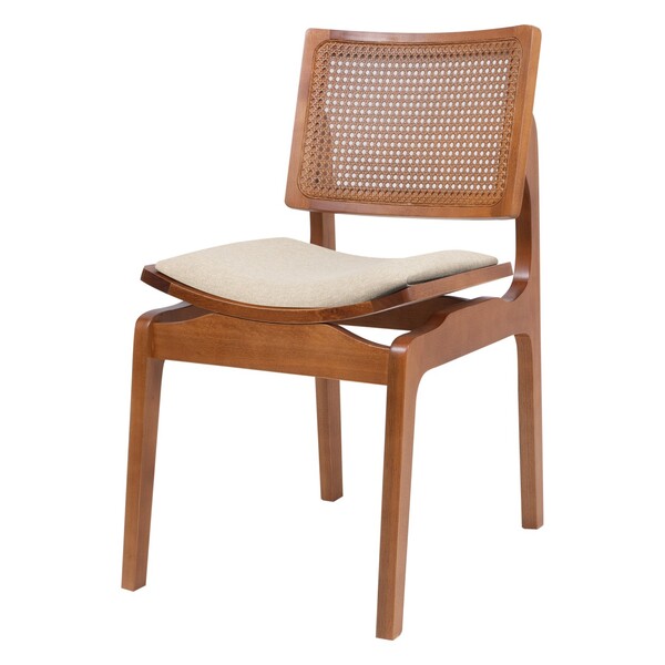 Cadeira Jantar Palhinha Assento Estofado Megan Conforto Cor N