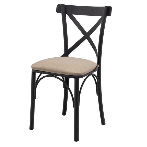 Cadeira Jantar X Cross Metal Preto Reforçado Katrina Sala Mes