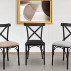 Cadeira Jantar X Cross Metal Preto Reforçado Katrina Sala Mes