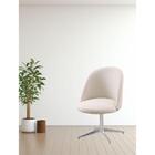 Cadeira Karine Linho Areia Com Base Giratória Em Alumínio