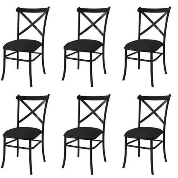 Cadeira Katrina Poltrona Sala Jantar Preta Kit 6 Un