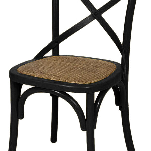 Cadeira Katrina Preta Laqueada Com Assento Rattan - 30748 Sun