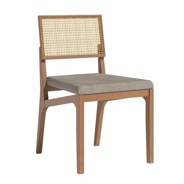 Cadeira King Em Madeira Maciça Com Tela Estofada Linho Castan