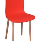 Cadeira L Em Polipropileno Base Madeira Alta - Vermelha
